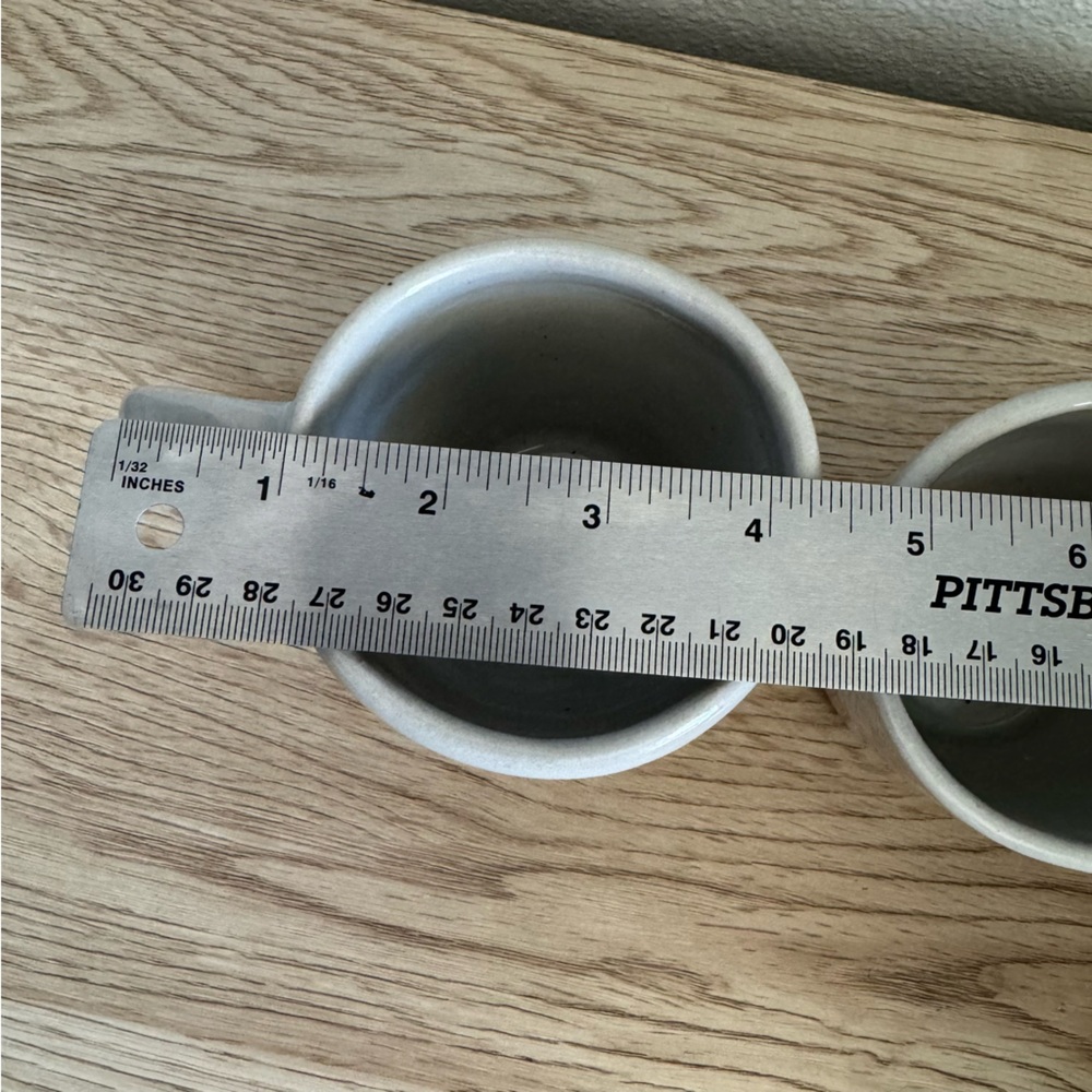 Handmade Art Pottery Mugs Gray Glaze Mismatched Size Rustic Cups Cottagecore RT - Picture 10 of 11